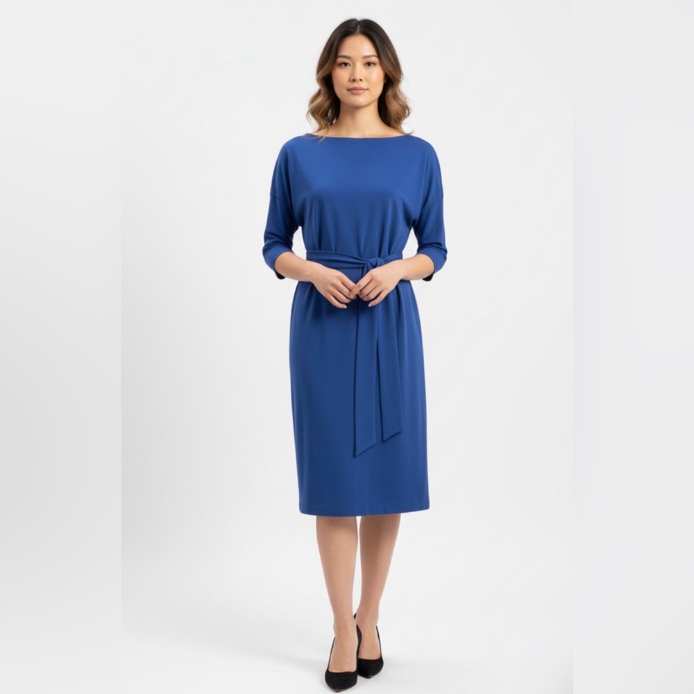 DVF Blue stretchy silk Dress Size 12 runs small